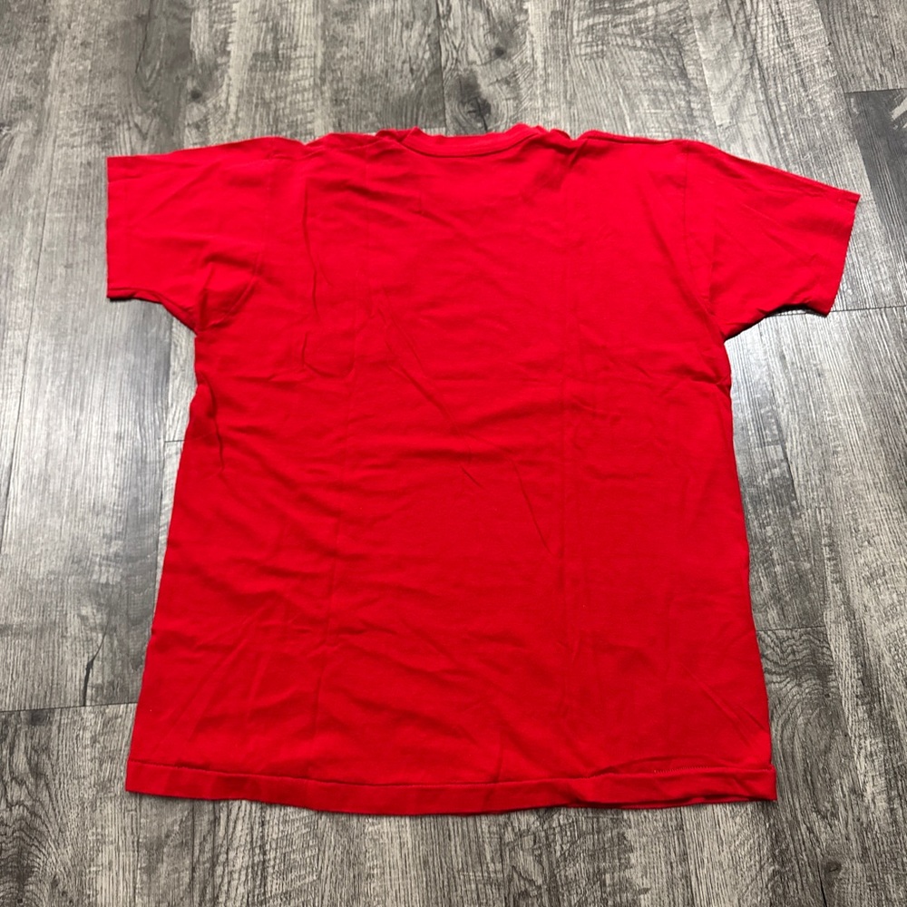Vintage Red Blank Selvedge Pocket T Shirt Single Stitch - Picture 2 of 4